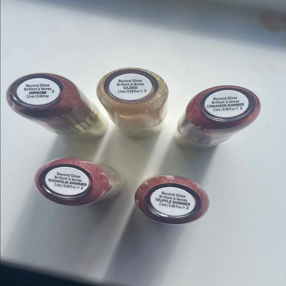 beautycounter Lip Gloss Set - Brown, Gold, Red, Pink, Rose Shimmer